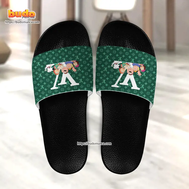 Slide sandals family guy movies and louis vuitton gift unique slide sandals for man woman and kid